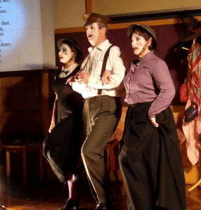 Scene from Are Women People? with Hazel Neighbour, Jessica Lawrence-Hares & Simon Wilson (LtoR)